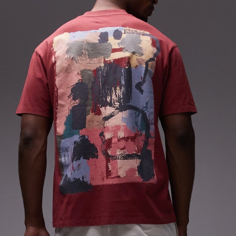 Topman Maroon Artistic Patch Oversized T-Shirt Size XL